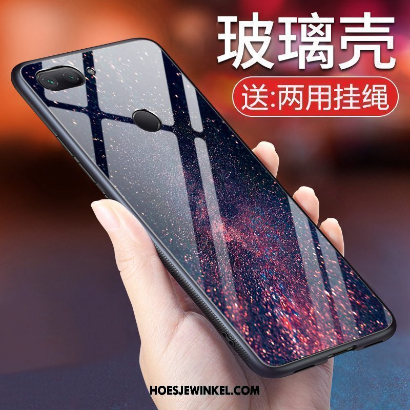 Xiaomi Mi 8 Lite Hoesje Wind Zacht Glas, Xiaomi Mi 8 Lite Hoesje Licht Scheppend Beige