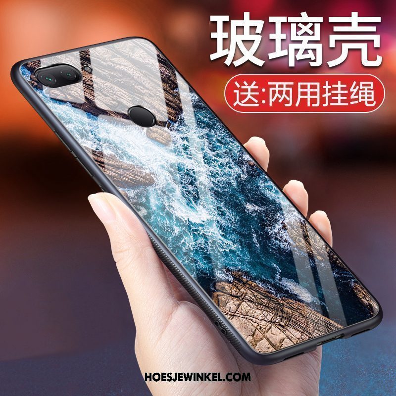 Xiaomi Mi 8 Lite Hoesje Wind Zacht Glas, Xiaomi Mi 8 Lite Hoesje Licht Scheppend Beige