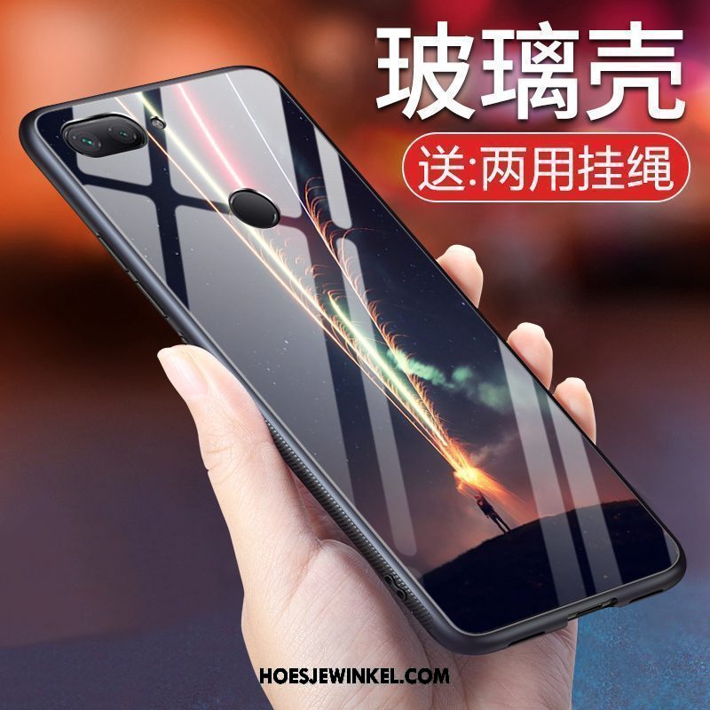 Xiaomi Mi 8 Lite Hoesje Wind Zacht Glas, Xiaomi Mi 8 Lite Hoesje Licht Scheppend Beige