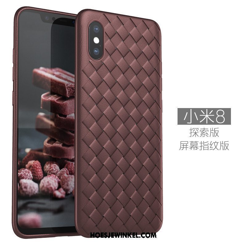 Xiaomi Mi 8 Pro Hoesje Ademend Zacht Patroon, Xiaomi Mi 8 Pro Hoesje Hoes Bescherming Braun Beige