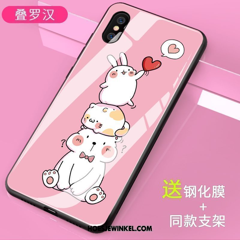 Xiaomi Mi 8 Pro Hoesje All Inclusive Hoes Glas, Xiaomi Mi 8 Pro Hoesje Roze Persoonlijk Beige