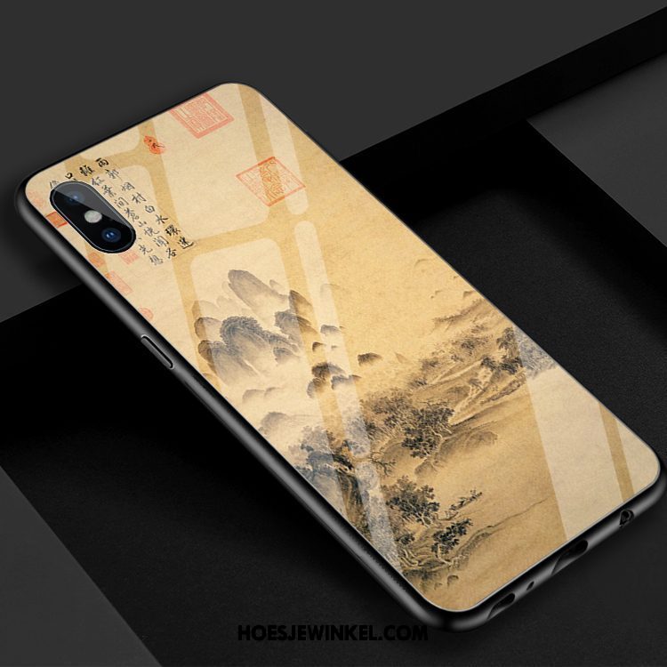 Xiaomi Mi 8 Pro Hoesje Hanger Spiegel Patroon, Xiaomi Mi 8 Pro Hoesje Jeugd Geel Beige