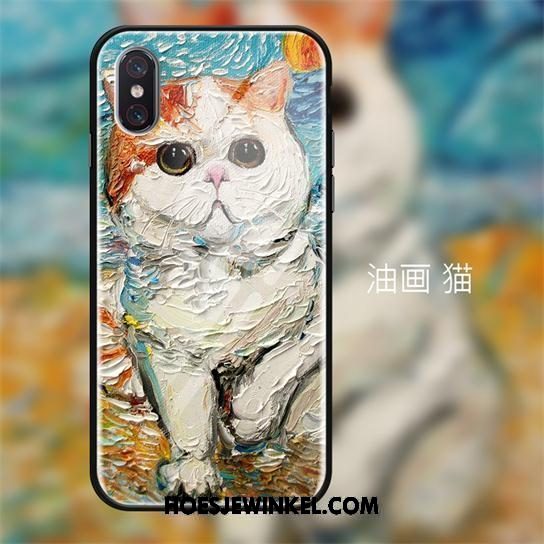 Xiaomi Mi 8 Pro Hoesje Hoes Olieverfschilderij Bescherming, Xiaomi Mi 8 Pro Hoesje Glas Mobiele Telefoon Beige