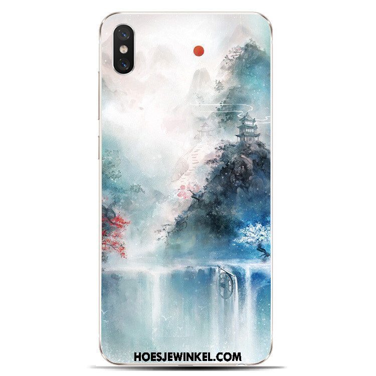 Xiaomi Mi 8 Pro Hoesje Inkt Patroon Chinese Stijl, Xiaomi Mi 8 Pro Hoesje Mini Mobiele Telefoon Beige