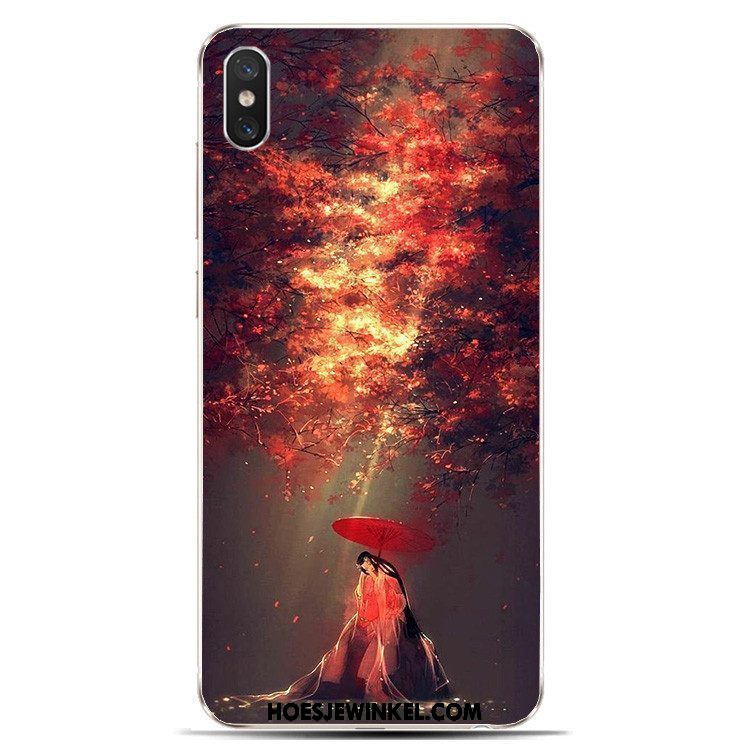 Xiaomi Mi 8 Pro Hoesje Inkt Patroon Chinese Stijl, Xiaomi Mi 8 Pro Hoesje Mini Mobiele Telefoon Beige