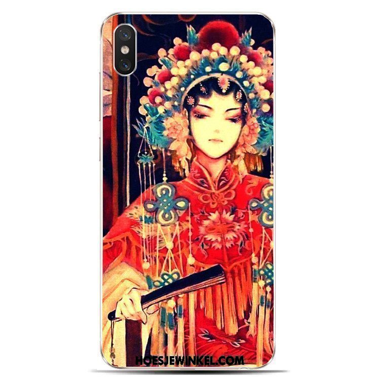 Xiaomi Mi 8 Pro Hoesje Inkt Patroon Chinese Stijl, Xiaomi Mi 8 Pro Hoesje Mini Mobiele Telefoon Beige