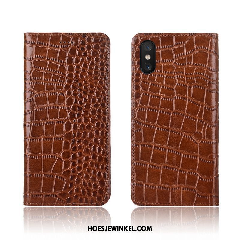 Xiaomi Mi 8 Pro Hoesje Leren Etui All Inclusive Krokodil, Xiaomi Mi 8 Pro Hoesje Mobiele Telefoon Bescherming Beige