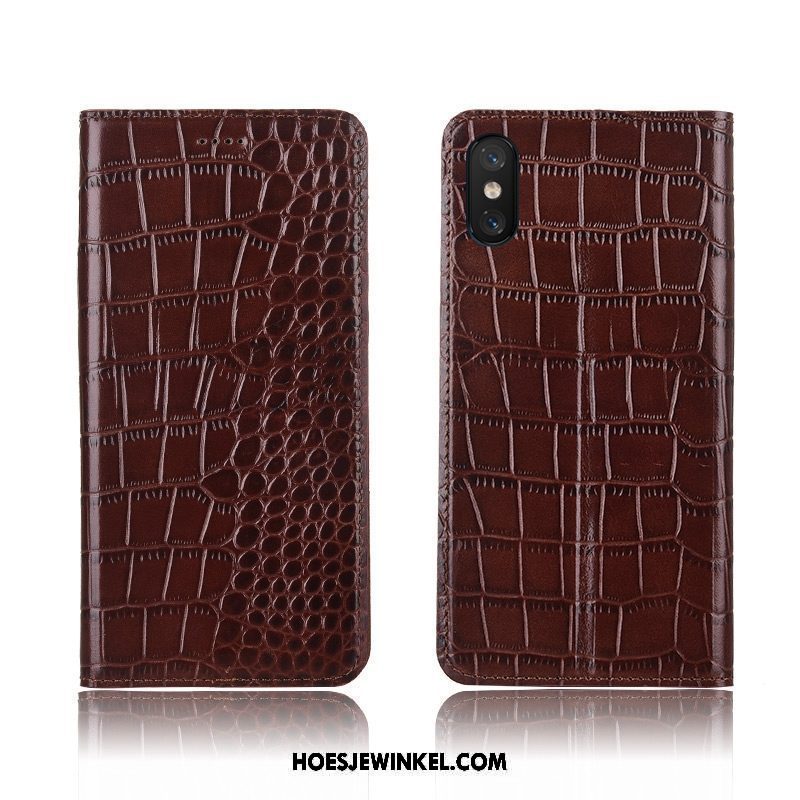 Xiaomi Mi 8 Pro Hoesje Leren Etui All Inclusive Krokodil, Xiaomi Mi 8 Pro Hoesje Mobiele Telefoon Bescherming Beige