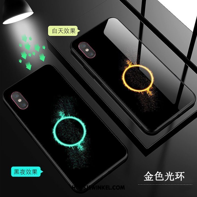 Xiaomi Mi 8 Pro Hoesje Mobiele Telefoon Doorzichtig Zwart, Xiaomi Mi 8 Pro Hoesje Hoes Glas Beige