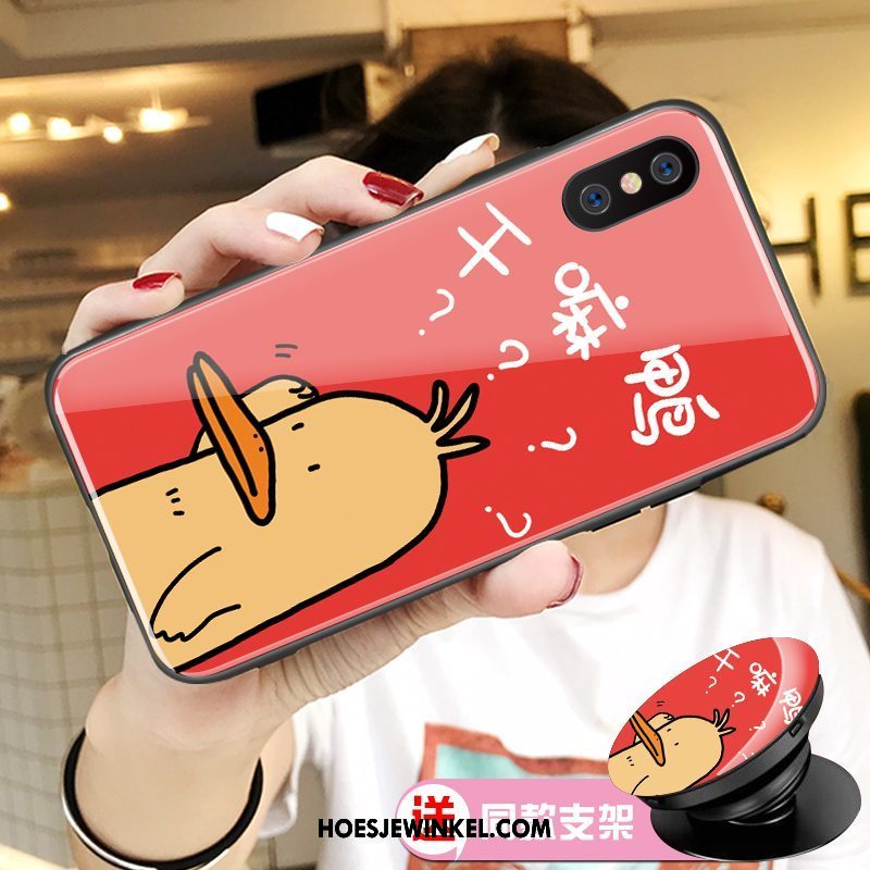 Xiaomi Mi 8 Pro Hoesje Mobiele Telefoon Persoonlijk Glas, Xiaomi Mi 8 Pro Hoesje Rood Lovers Beige