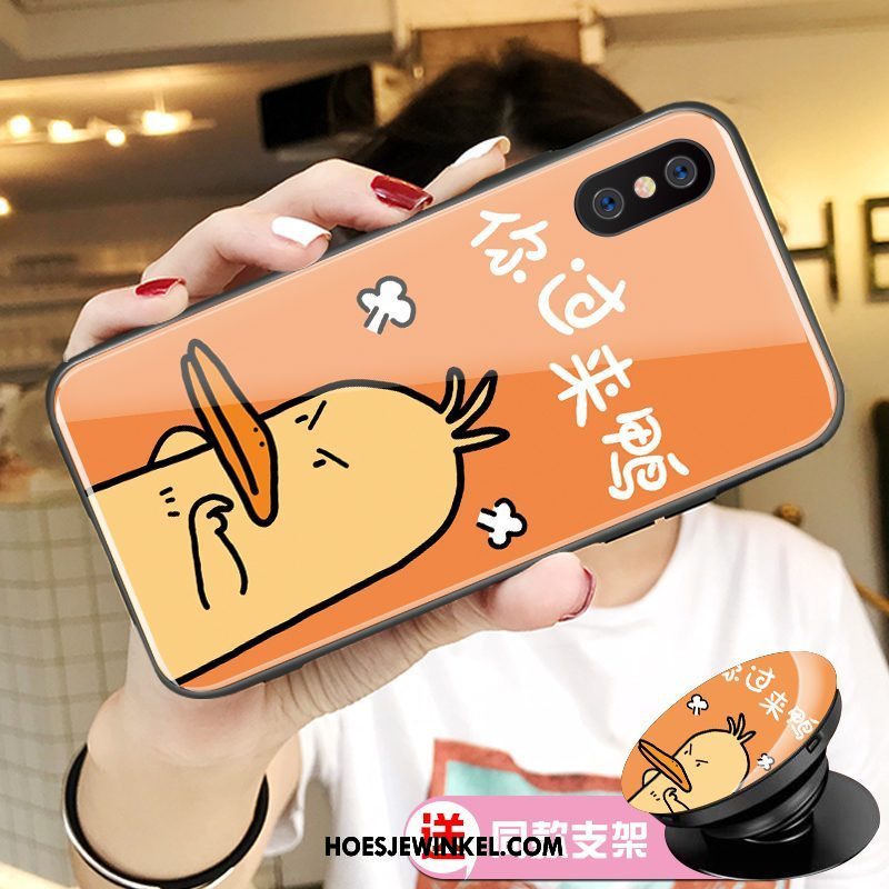 Xiaomi Mi 8 Pro Hoesje Mobiele Telefoon Persoonlijk Glas, Xiaomi Mi 8 Pro Hoesje Rood Lovers Beige