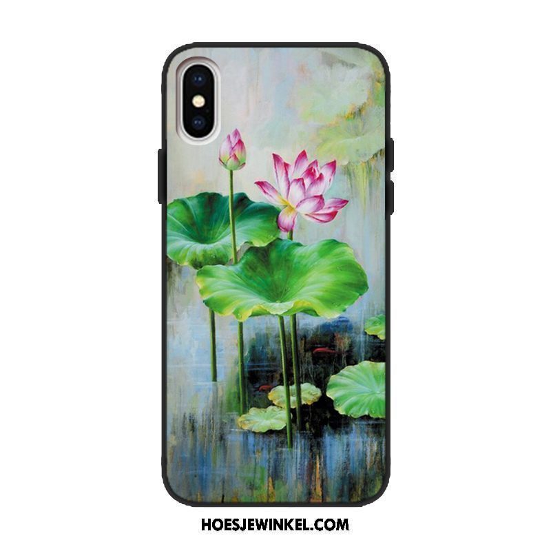 Xiaomi Mi 8 Pro Hoesje Patroon Kunst Groen, Xiaomi Mi 8 Pro Hoesje Olieverfschilderij Chinese Stijl Beige