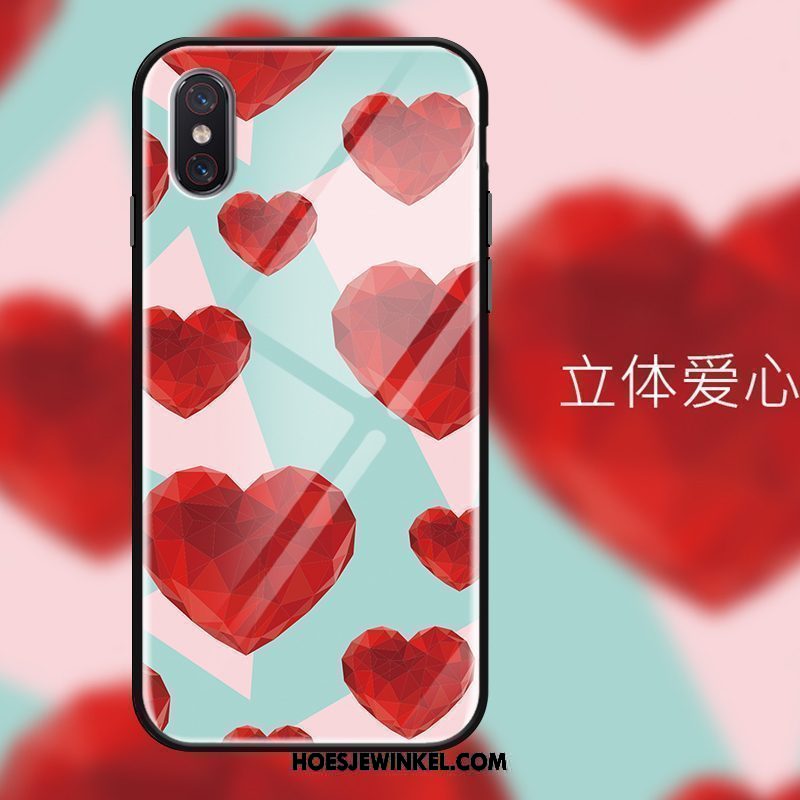 Xiaomi Mi 8 Pro Hoesje Patroon Liefde Hoes, Xiaomi Mi 8 Pro Hoesje Zwart Trend Beige