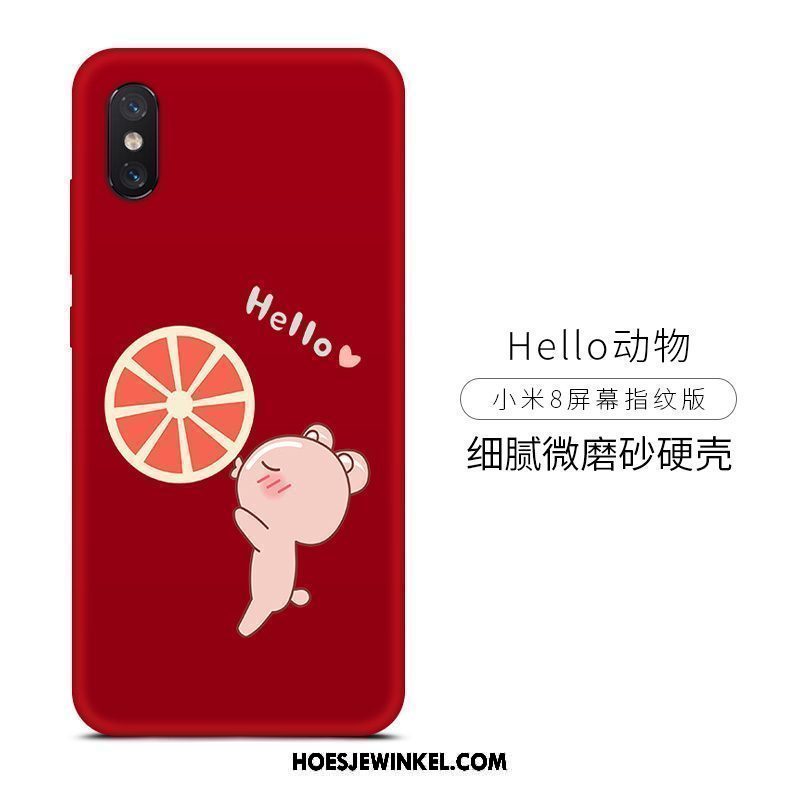 Xiaomi Mi 8 Pro Hoesje Schrobben Spotprent Jeugd, Xiaomi Mi 8 Pro Hoesje Geschilderd Patroon Beige