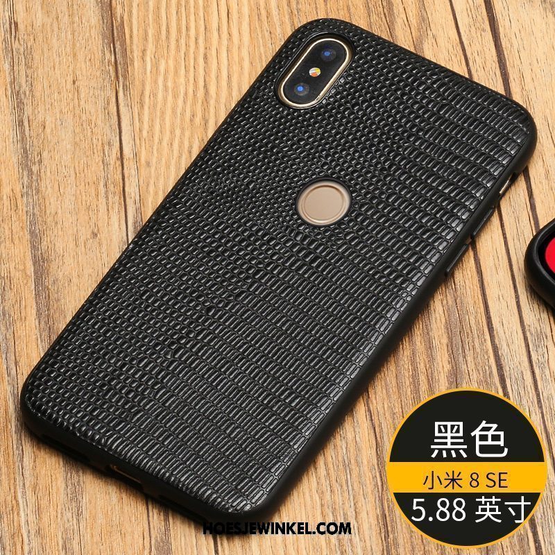 Xiaomi Mi 8 Se Hoesje Bescherming Mobiele Telefoon Echt Leer, Xiaomi Mi 8 Se Hoesje Leren Etui Mesh Beige