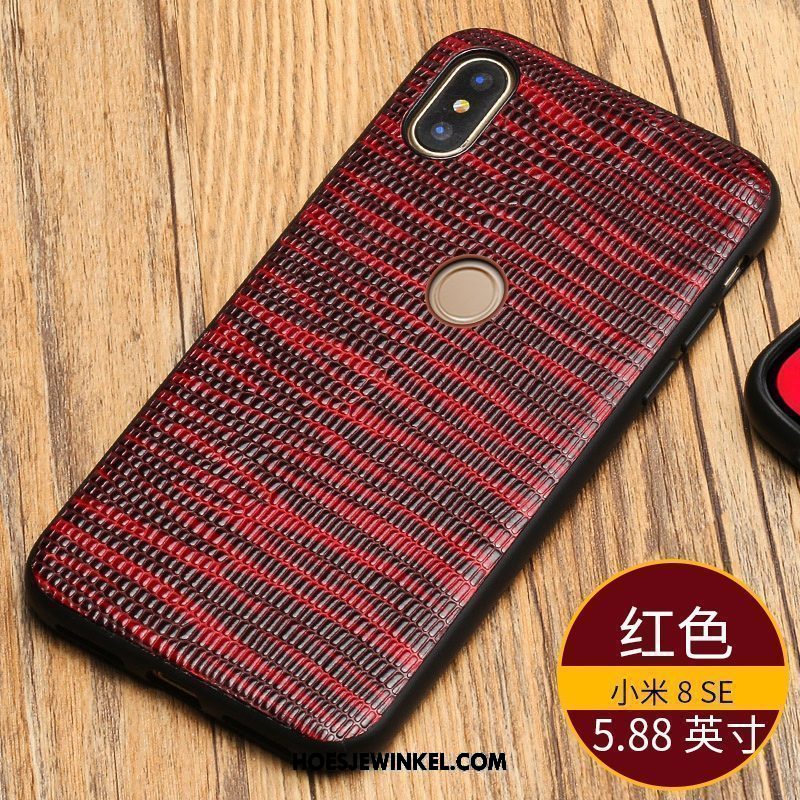 Xiaomi Mi 8 Se Hoesje Bescherming Mobiele Telefoon Echt Leer, Xiaomi Mi 8 Se Hoesje Leren Etui Mesh Beige