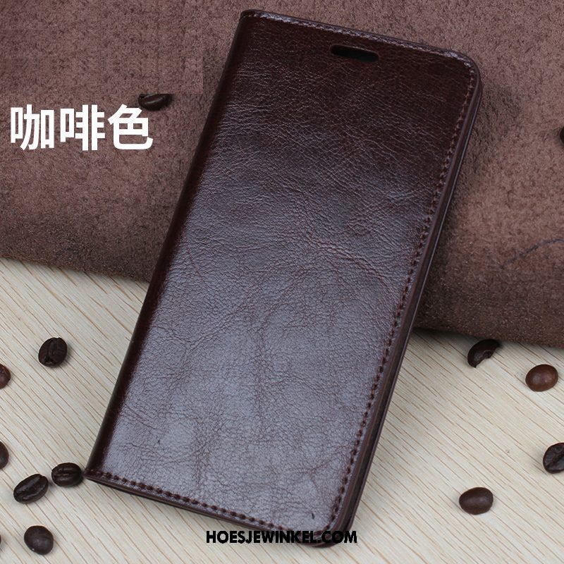Xiaomi Mi 8 Se Hoesje Folio Echt Leer Bescherming, Xiaomi Mi 8 Se Hoesje Kaart Mini Braun Beige