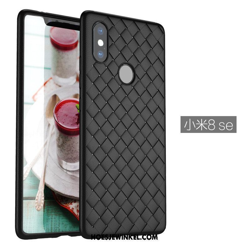 Xiaomi Mi 8 Se Hoesje Groen Antislip Bescherming, Xiaomi Mi 8 Se Hoesje Weven Leer Beige