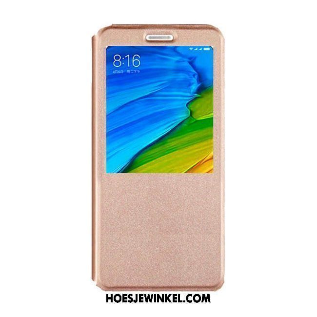 Xiaomi Mi 8 Se Hoesje Windows Doorzichtig Leren Etui, Xiaomi Mi 8 Se Hoesje Mini All Inclusive Beige