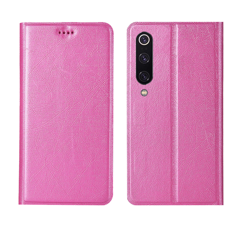 Xiaomi Mi 9 Hoesje Hoes Leren Etui Zijde, Xiaomi Mi 9 Hoesje Roze Mobiele Telefoon Beige