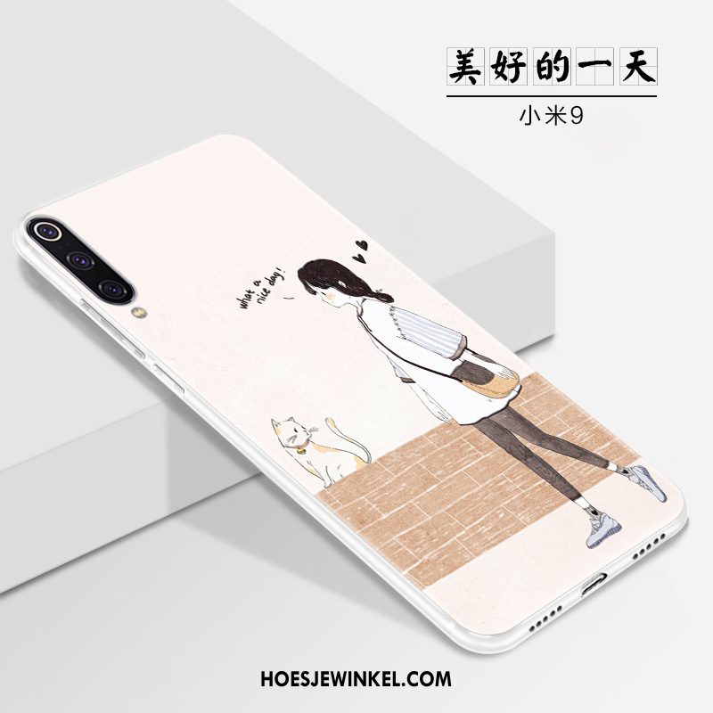 Xiaomi Mi 9 Hoesje Hoes Persoonlijk Wit, Xiaomi Mi 9 Hoesje Dun Scheppend Beige