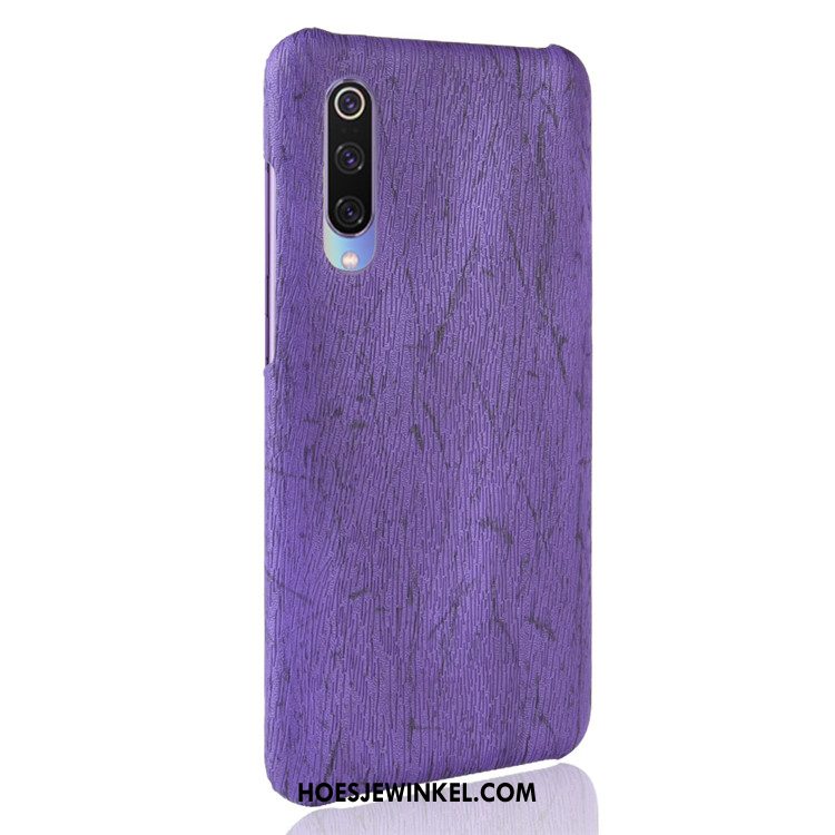 Xiaomi Mi 9 Hoesje Houtnerf Leer Tas, Xiaomi Mi 9 Hoesje Bescherming Trend Braun Beige