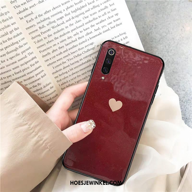 Xiaomi Mi 9 Hoesje Net Red Persoonlijk Mobiele Telefoon, Xiaomi Mi 9 Hoesje Lovers Glas Beige