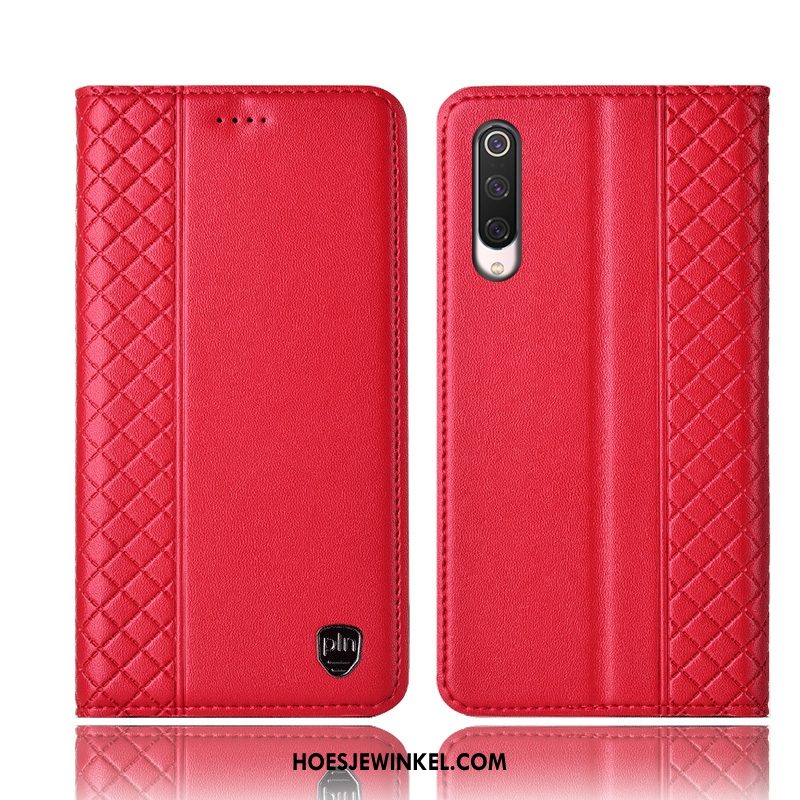 Xiaomi Mi 9 Lite Hoesje Geruite Mobiele Telefoon Mini, Xiaomi Mi 9 Lite Hoesje Anti-fall Rood Beige