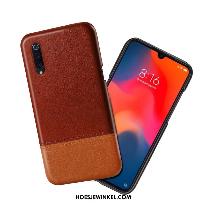 Xiaomi Mi 9 Lite Hoesje High End Nieuw Kwaliteit, Xiaomi Mi 9 Lite Hoesje Leren Etui Mini Beige