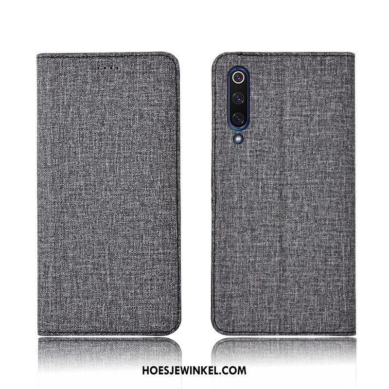 Xiaomi Mi 9 Lite Hoesje Katoen En Linnen Mini Folio, Xiaomi Mi 9 Lite Hoesje Zacht Bescherming Beige