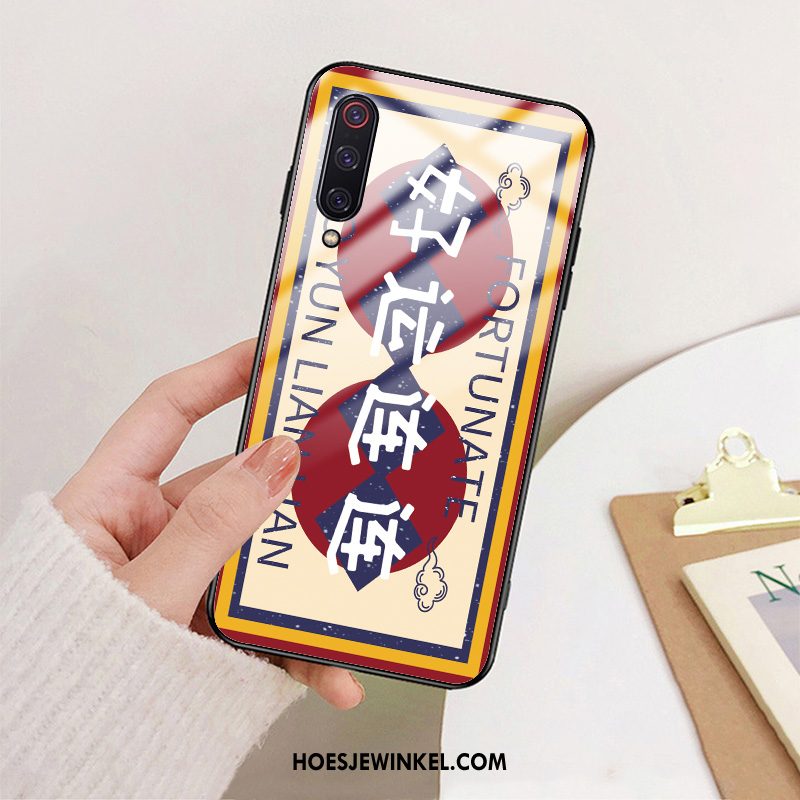 Xiaomi Mi 9 Lite Hoesje Scheppend Glas Patroon, Xiaomi Mi 9 Lite Hoesje Rijkdom Nieuw Beige