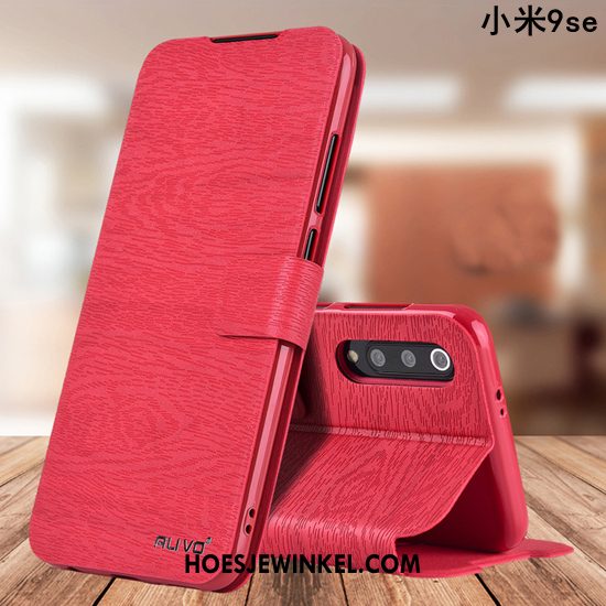 Xiaomi Mi 9 Se Hoesje Rood Bescherming Clamshell, Xiaomi Mi 9 Se Hoesje All Inclusive Leren Etui Braun Beige