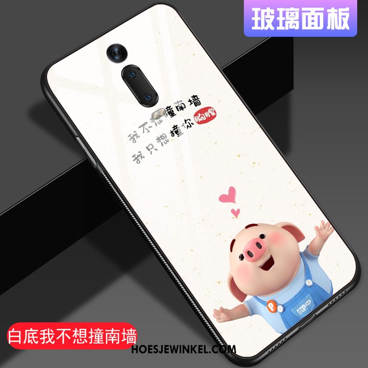 Xiaomi Mi 9t Hoesje Mooie Scheppend Glas, Xiaomi Mi 9t Hoesje Persoonlijk Wit Beige