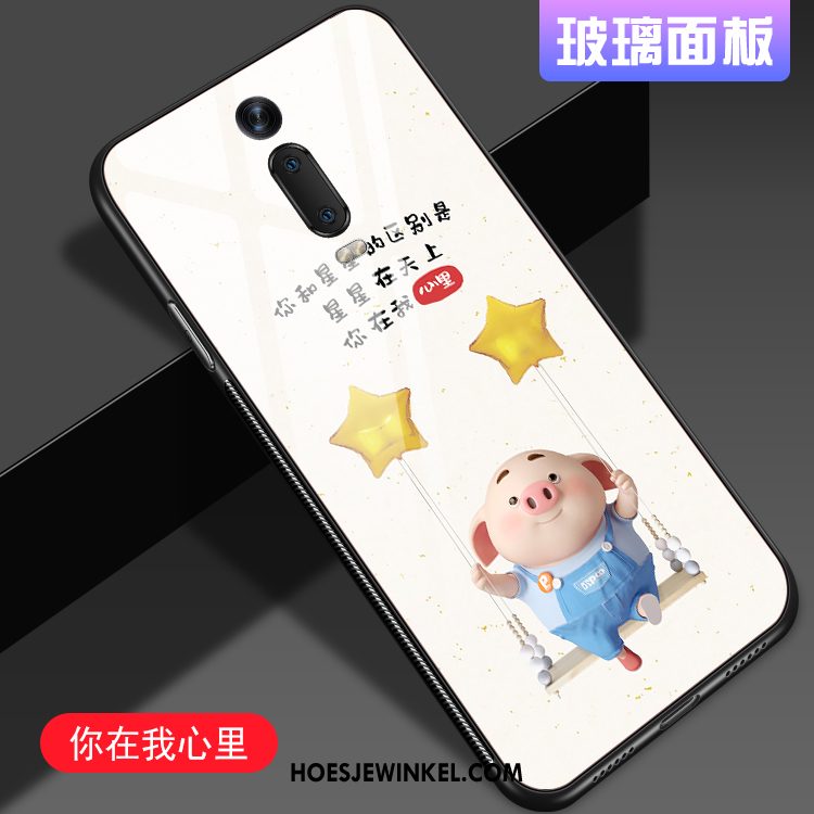 Xiaomi Mi 9t Hoesje Mooie Scheppend Glas, Xiaomi Mi 9t Hoesje Persoonlijk Wit Beige