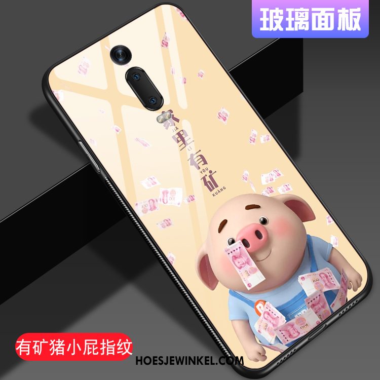 Xiaomi Mi 9t Hoesje Mooie Scheppend Glas, Xiaomi Mi 9t Hoesje Persoonlijk Wit Beige