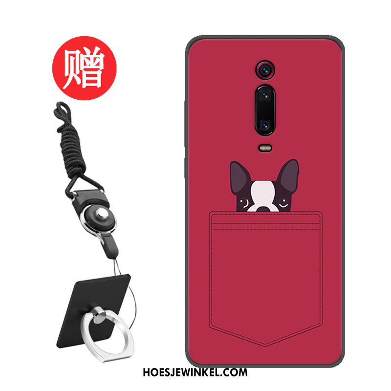 Xiaomi Mi 9t Hoesje Patroon Tempereren Grijs, Xiaomi Mi 9t Hoesje Rood Skärmskydd Beige