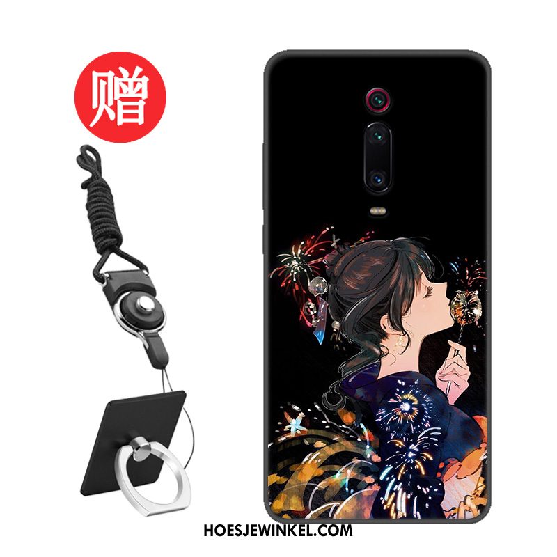 Xiaomi Mi 9t Hoesje Patroon Tempereren Grijs, Xiaomi Mi 9t Hoesje Rood Skärmskydd Beige