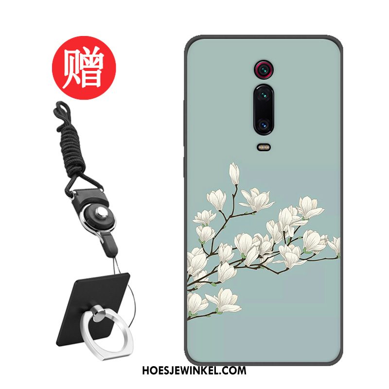 Xiaomi Mi 9t Hoesje Patroon Tempereren Grijs, Xiaomi Mi 9t Hoesje Rood Skärmskydd Beige