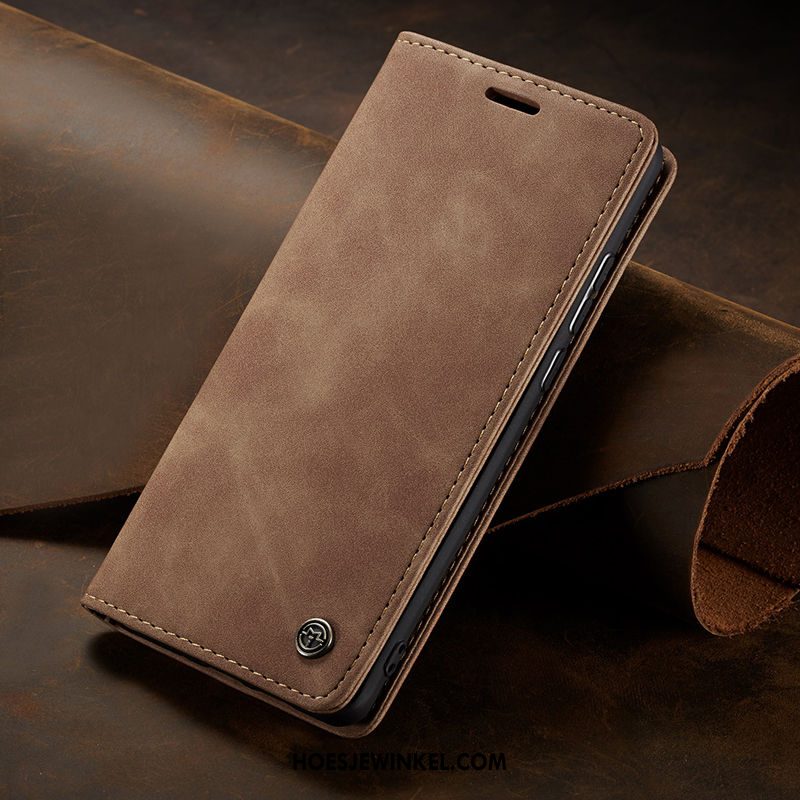 Xiaomi Mi 9t Pro Hoesje Leren Etui Tempereren Bedrijf, Xiaomi Mi 9t Pro Hoesje Anti-fall Skärmskydd Braun Beige