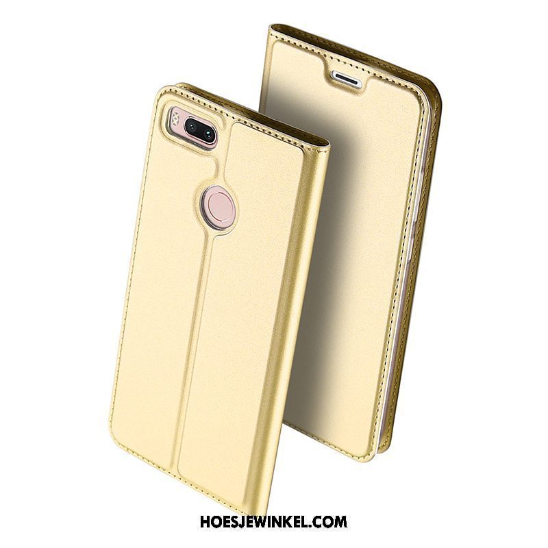 Xiaomi Mi A1 Hoesje Leren Etui Anti-fall Diepe Kleur, Xiaomi Mi A1 Hoesje Bedrijf Mobiele Telefoon Beige