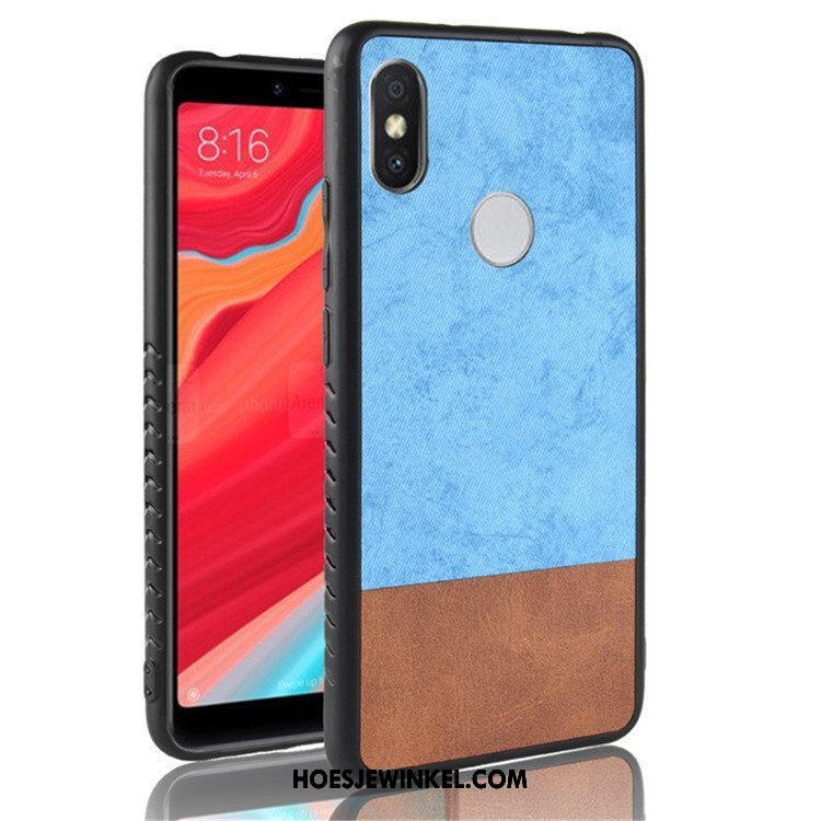 Xiaomi Mi A2 Hoesje All Inclusive Bescherming Hoes, Xiaomi Mi A2 Hoesje Mobiele Telefoon Donkerblauw Beige