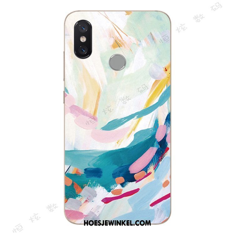 Xiaomi Mi A2 Hoesje Hoes Mini Abstract, Xiaomi Mi A2 Hoesje Trend Siliconen Beige