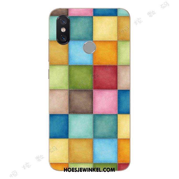 Xiaomi Mi A2 Hoesje Hoes Mini Abstract, Xiaomi Mi A2 Hoesje Trend Siliconen Beige