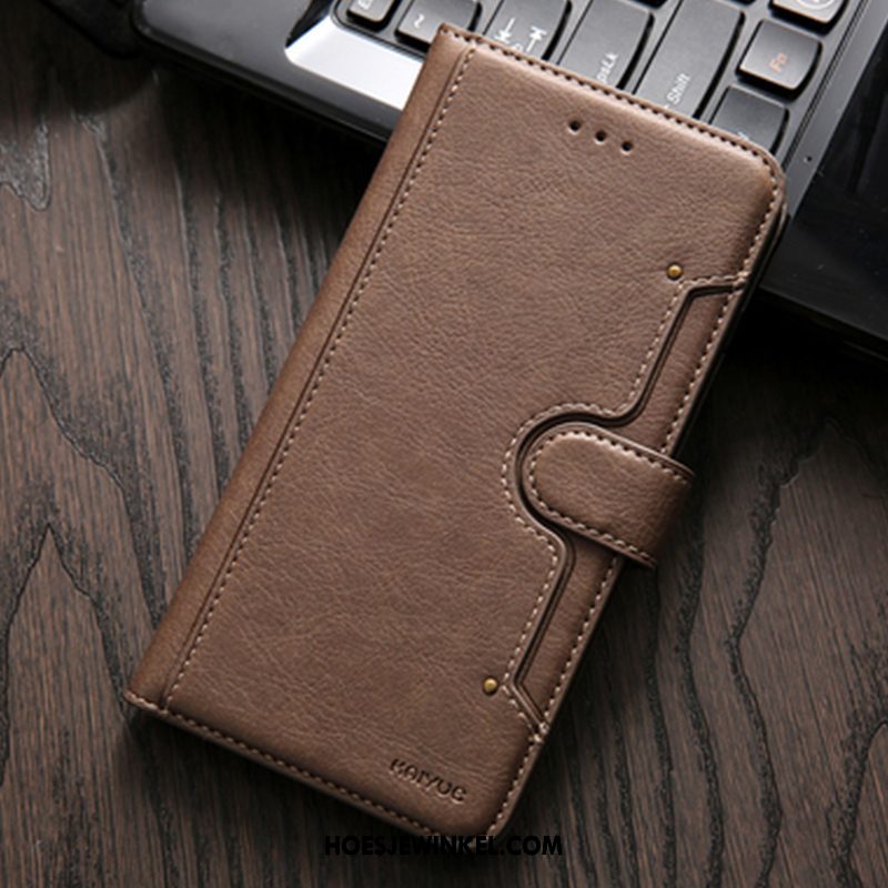 Xiaomi Mi A2 Hoesje Leren Etui Folio Anti-fall, Xiaomi Mi A2 Hoesje Bescherming Kaart Braun