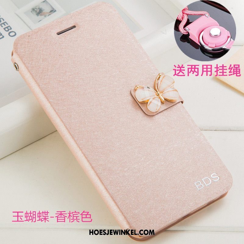 Xiaomi Mi A2 Hoesje Leren Etui Hanger Bescherming, Xiaomi Mi A2 Hoesje Clamshell Goud Beige