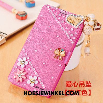 Xiaomi Mi A2 Hoesje Met Strass Trend Leren Etui, Xiaomi Mi A2 Hoesje Mobiele Telefoon Bescherming Beige