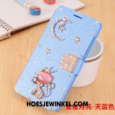 Xiaomi Mi A2 Hoesje Met Strass Trend Leren Etui, Xiaomi Mi A2 Hoesje Mobiele Telefoon Bescherming Beige