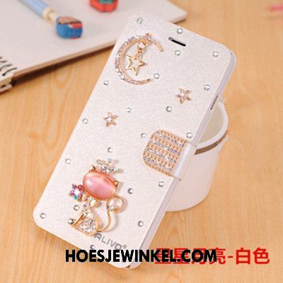 Xiaomi Mi A2 Hoesje Met Strass Trend Leren Etui, Xiaomi Mi A2 Hoesje Mobiele Telefoon Bescherming Beige