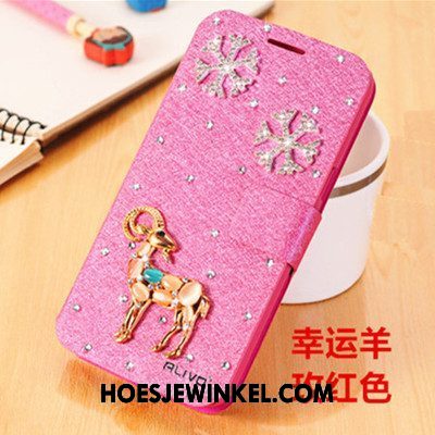 Xiaomi Mi A2 Hoesje Met Strass Trend Leren Etui, Xiaomi Mi A2 Hoesje Mobiele Telefoon Bescherming Beige