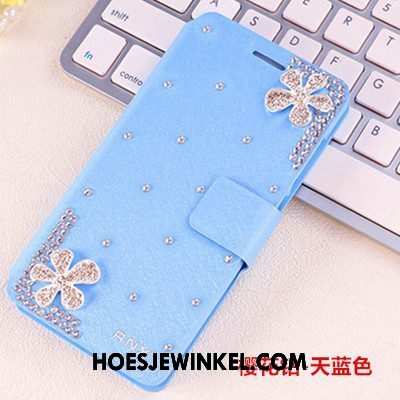 Xiaomi Mi A2 Hoesje Met Strass Trend Leren Etui, Xiaomi Mi A2 Hoesje Mobiele Telefoon Bescherming Beige